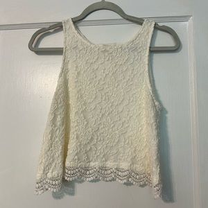 White Lace Tank Top with Open Back - size small